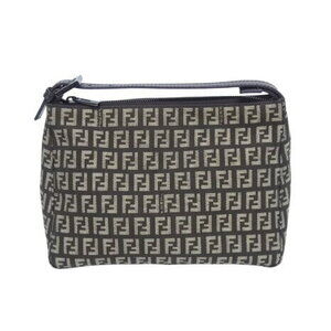 Fendi handbag zucchino pattern canvas leather brown black